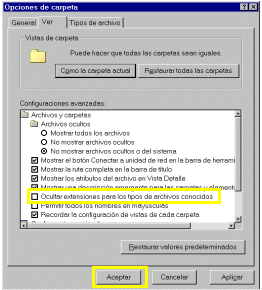 Finestra d'opcions de carpeta
