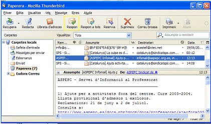Respondre a un missatge amb Netscape