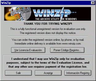 Pantalla inicial del WinZip