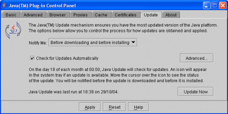 actualitzaci� de Java