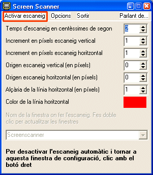 Finestra del programa Screen Scanner