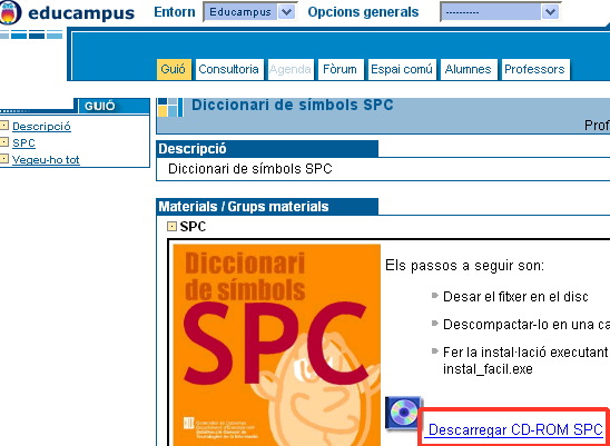 Educampus: enllaç per descarregar-se el fitxer spc.zip