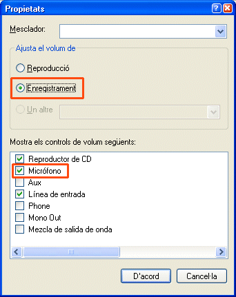 Propietats del control de volum