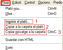 Menú | Fitxer: diferents opcions