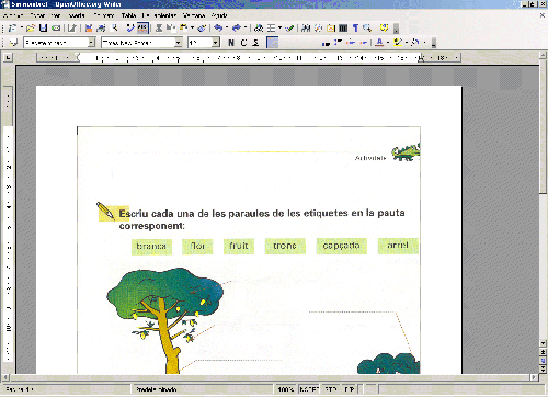 Document open amb imatge de fons