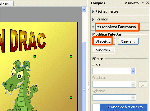 Afegir animació personalitzada