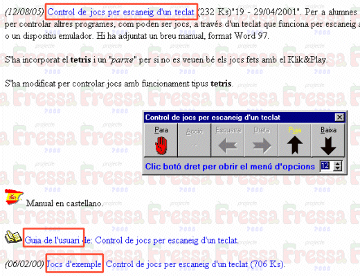 Control de jocs per escaneig d'un teclat