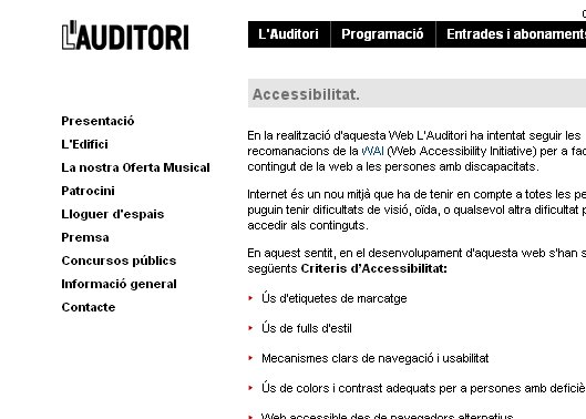 FORMAT ACCESSIBLE DE LA Web de l’Orquestra Simfònica de Barcelona i Nacional de Catalunya