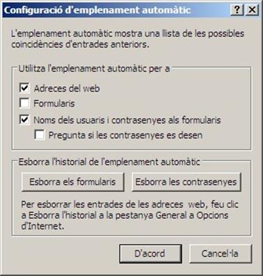 configuració emplenament automàtic