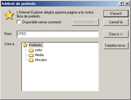 Finestra d'addicióde preferirs