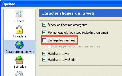 desactiva l'opció de carregar les imatges