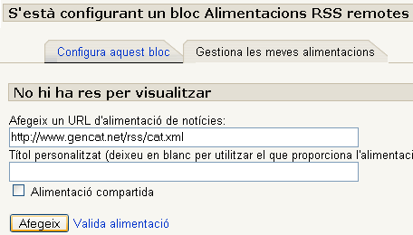 URL de l'alimentació RSS URL de l'alimentació RSS