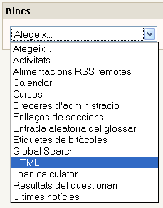 Afegeix un bloc HTML Afegeix un bloc HTML