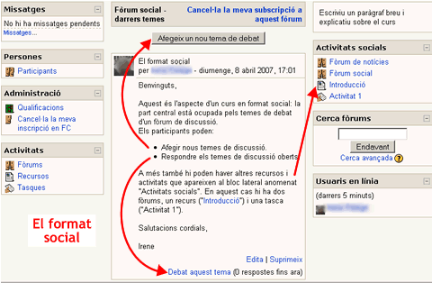 Un curs en format social Un curs en format social
