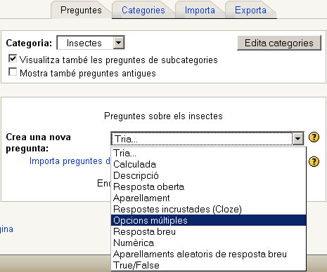 Qüestionaris: creació de preguntes Qüestionaris: creació de preguntes