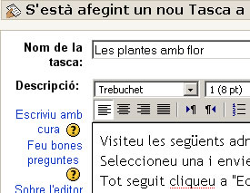 Com crear una tasca: els paràmetres inicials Com crear una tasca: els paràmetres inicials