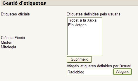 gestió d'etiquetes gestió d'etiquetes