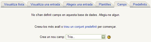 Crear els camps Crear els camps