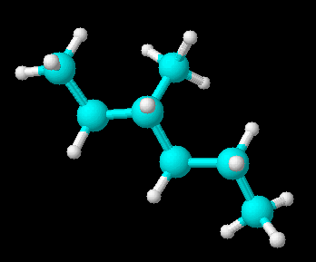 3-metilhexà (model de boles i pals)