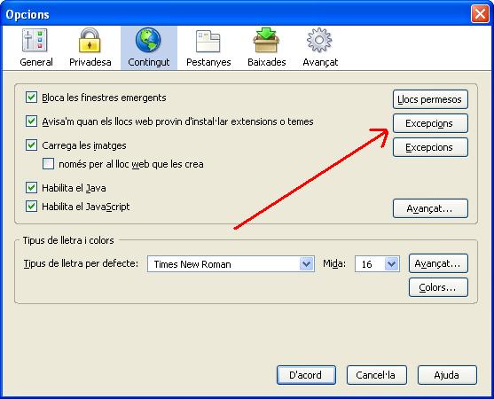 Opcions | Excepcions