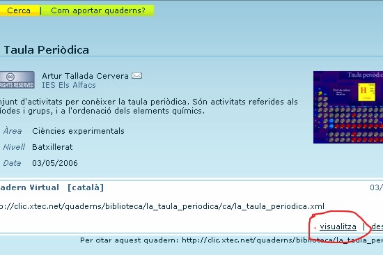 Fitxa del QV La Taula Periòdica
