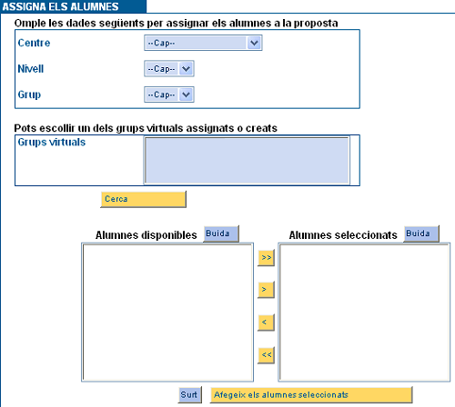 Assignació d'alumnes a l'activitat