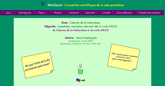 Portada WebQuest Curiositats científiques de la vida quotidiana Portada WebQuest Curiositats científiques de la vida quotidiana