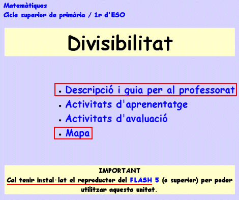 unitat didàctica Divisibilitat