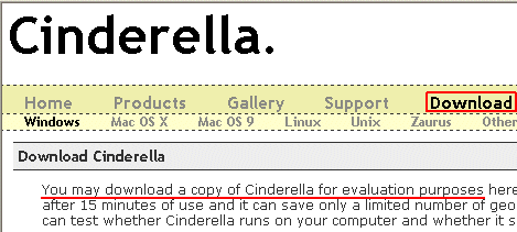 Web oficial de Cinderella