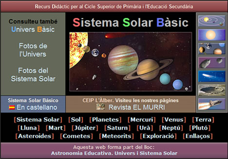 Pàgina inicial de la web Els planetes del Sistema Solar