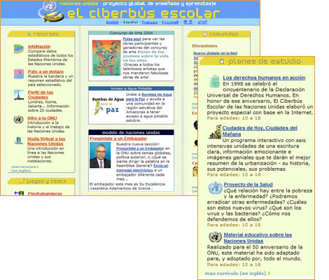 El ciberbús escolar de las Naciones Unidas