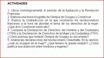 Actividades sobre sufragismo y feminismo