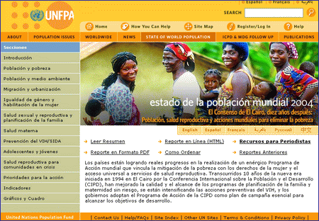 UNFPA: estado de la población mundial 2004