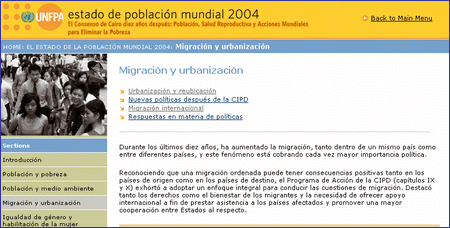 UNFPA: estado de la población mundial 2004