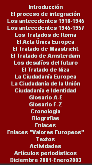Apartats de la web Historiasiglo20.org: la historia de la Unión Europea