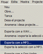 Exportar el fitxer de so