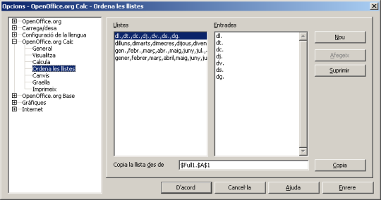 Ordena les llistes Ordena les llistes