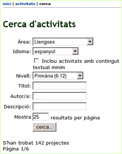 Cerca d’activitats Cerca d’activitats