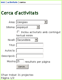 Cerca d’activitats Cerca d’activitats